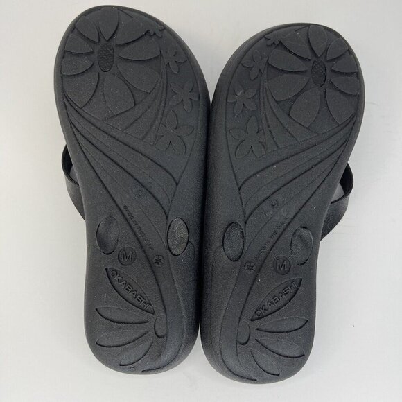 New Okabashi Maui Black Classic Contour Sole FlipFlop Beach Sandals Size Medium - Picture 8 of 9